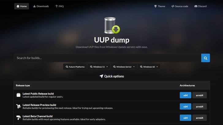 Скачать Windows с UUPdump
